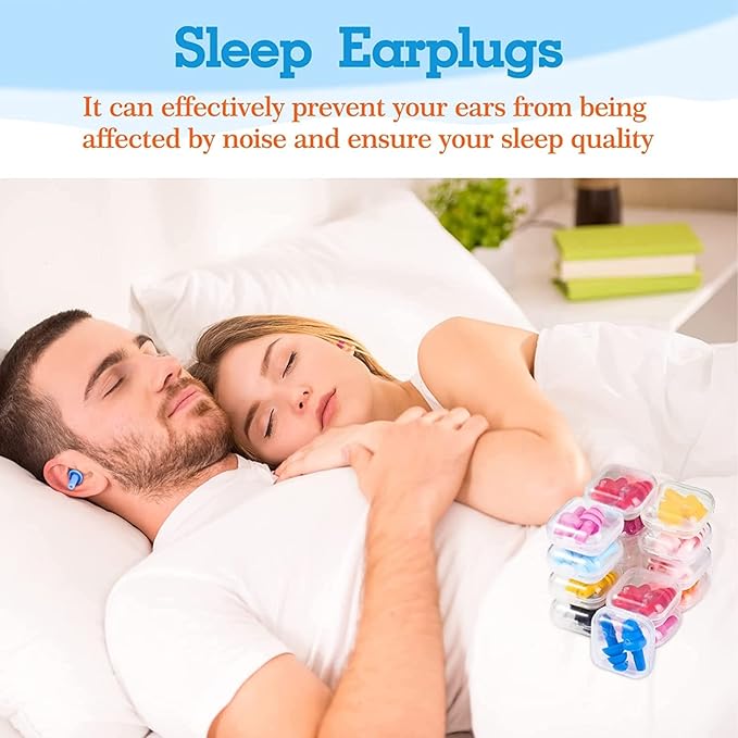 Ear Plugs Bulk for Sleeping Noise Cancelling, Swimming, Shooting, Concerts, Snoring 10 Assorted Colors with Carry Cases Reusable Silicone Earplugs Soft Ear Plugs (500 Pairs)