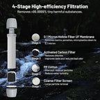 Yuclet Squeeze Water Filtration System with Four 34-Oz Squeezable Pouches and 0.1 Micron Filter Straw, Portable Water Purifier Survival for Backpacking, Camping, Hiking and Emergency Preparedness