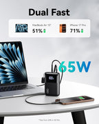 INIU 20000mAh Laptop Power Bank, Ultra Compact 65W PD Dual Fast Charging Portable Charger, Flight-Safe Battery Pack with USB C Cable for Travel MacBook iPad Tablet Switch iPhone 17 16 Pro Samsung S25