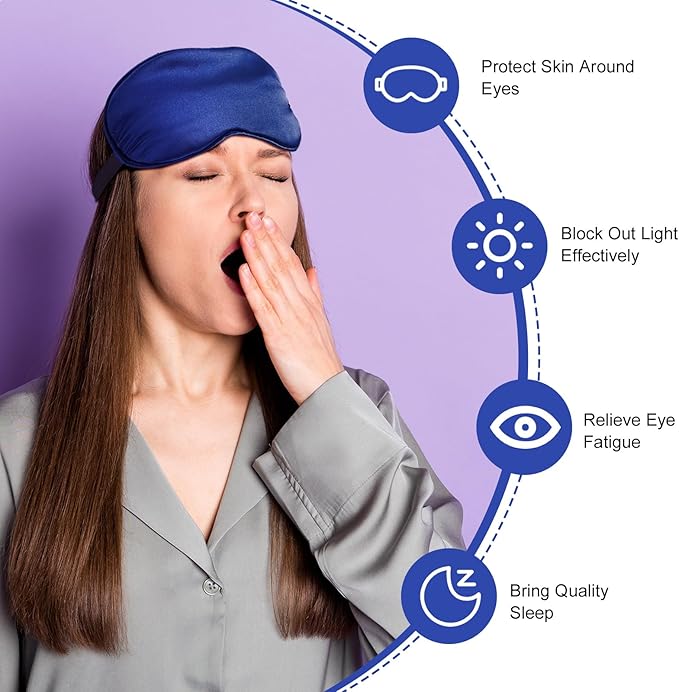 Janmercy 20 Pieces Silk Sleep Mask Eye Mask with Adjustable Strap Sleeping Cover Eye Cover Blindfold for Women Men Sleeping Travel (Royal Blue)