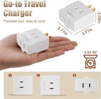 2-Prong to 2-Prong 3-Side Outlet Plug Splitter Converter - 5 Pack, Non-Ground Outlet for Old Home, Hotel, White