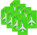 8 Pack Silicone Luggage Tag for Suitcases with Stainless Loop, TSA Approved, Privacy Protection Travel Essentials Bag Tags by Gostwo, Green