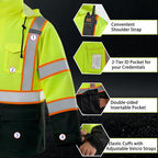 High Vis Reflective Safety Rain Jacket for Men, Class 3 Hi Vis Rain Gear for Construction Workers (Yellow-Black,S/M)