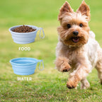 SLSON Collapsible Dog Bowl, 2Pack Macaron Color Pet Travel Bowls Silicone Foldable Water Feeder Dish for Small to Large Dogs Cat Walking Hiking Camping (Macaron Blue and Light Grey, Small)