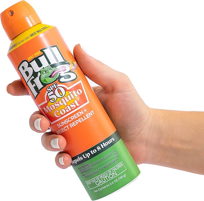 Bullfrog Mosquito Coast Bug Spray Insect Repellent + Sunscreen SPF 50, Continuous Spray 5.5oz