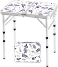 Yriuat Folding Camping Table 2ft Portable Pinic Table Adjustable Height Small Card Table Aluminum Foldable Lightweight with Carry Handle for Outdoor Indoor Hiking Camp BBQ Beach (Misty Lilac)