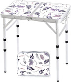 Yriuat Folding Camping Table 2ft Portable Pinic Table Adjustable Height Small Card Table Aluminum Foldable Lightweight with Carry Handle for Outdoor Indoor Hiking Camp BBQ Beach (Misty Lilac)