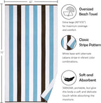 Bornbay Cotton Oversized Beach Towel - Extra Large 40"X70" Big Cute Thick Pool Towel, XL Stitch Beach Towels Striped Blue Brown Swimming Towel for Adults Mens Women