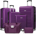 LARVENDER Luggage 6 Piece Expandable Luggage ABS Hardshell Carry on Suitcase with Spinner Wheels TSA Lock, Large Checked Travel Suitcase for Women and Men, Purple(16/20/24/28/DB/TB)