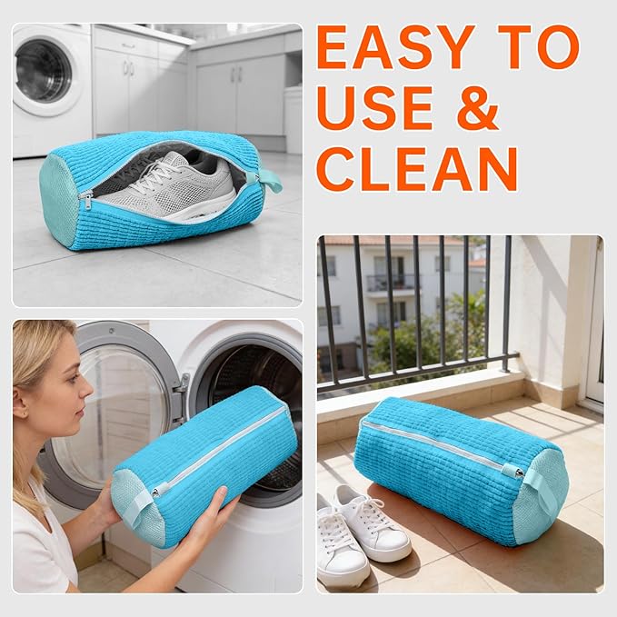 1PCS Shoes Washing Machine Bags, Laundry Shoe Bag for Washer and Dryer, Reusable and Durable Zipper Sneaker Shoe Washing Bag, Tennis Shoes Cleaning Bag for All Shoe Types (Blue)