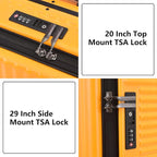 Kaleenie 2 pieces 20/29 Aluminum Frame Carry On and Checked Luggage Set with Side Opening, Lightweight Hardshell ABS+PC Trunk Suitcase with TSA Lock, 360° Universal Wheels & Adjustable Handle, Orange