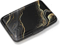Credit Card Holder, Mini Aluminum Card Wallet RFID Blocking Slim Metal Hard Card Case for Women Men, Black Gold