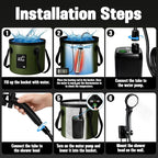 Portable Shower for Camping, 6000mAh Rechargeable Camp Shower Pump with Large Capacity Foldable Bucket, Filtered Shower Head, Outdoor Camping Shower Kit for Travel, Pet Bath, Car Washing