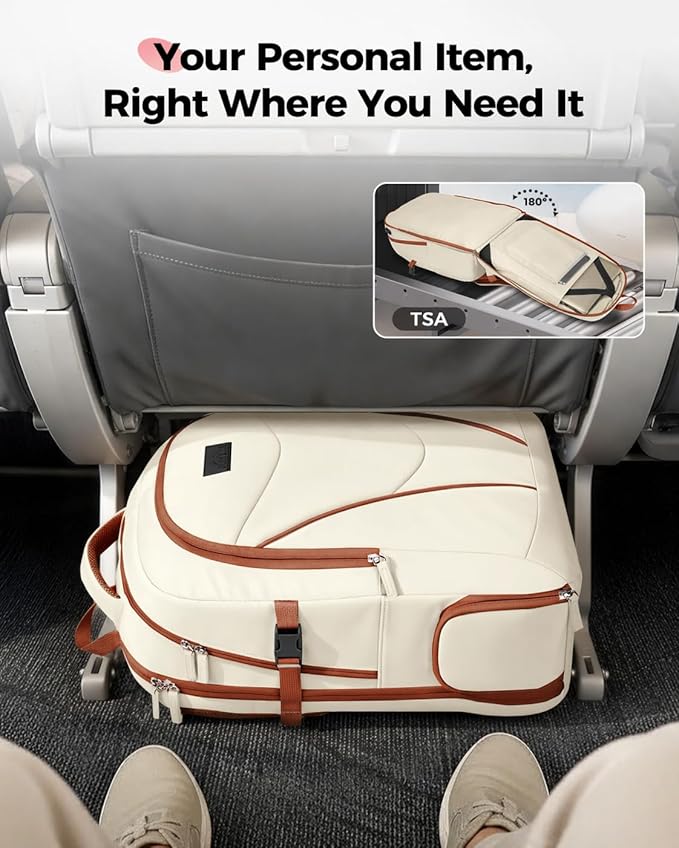MATEIN HER Teacher Backpack with Lunch Compartment for Women, Water Resistant Work Laptop Backpack for Office Commute with Water Bottle Holder & RFID Pocket, Lunchbox Bag Fits 17.3'' Computer, Beige