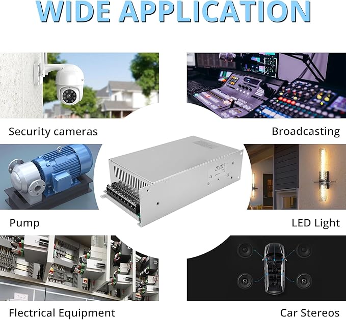 MAKERELE 12V DC Switched-Mode Power Supply SMPS 600w Regulated Switching Power Supply 12V Transformer AC 100V-120V to DC 12 Volt 50amp Converter Adapter Strip 3D Printer CCTV Camera Speaker