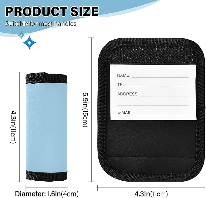 DOMIKING Light Blue Luggage Handle Wraps for Suitcase Luggage Identifier Soft Luggage Grip for Travel Bag Suitcase Luggage Covers Wraps Travel Accessories, 4 Pack