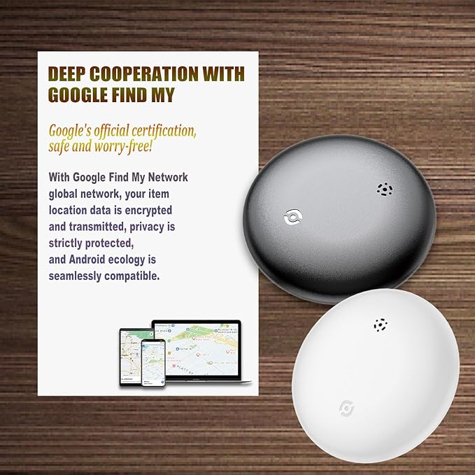 JieWeiXun Compatible Android Ultra-Thin Find My Device Tracker – IP66 Waterproof, 1-Year Battery, Global GPS Locator for Keys/Wallet/Luggage via Google Find My Network(Android, 4 PCS)