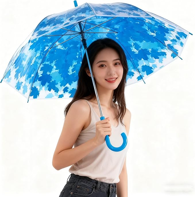 Clear Bubble Umbrella - Automatic Opening Clear Dome Umbrella with the Stylish J-Shaped Handle for Men and Women, Wedding, Outings and Large Group Gatherings, Graduations, Proms, or Daily City Walks