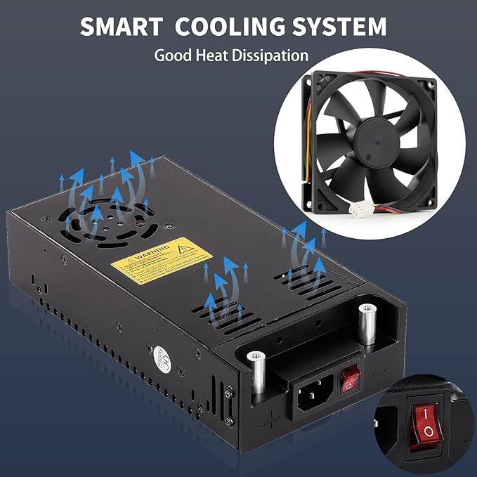AC to DC Converter 600W 50A, 12V Power Supply 110v to 12v Converter Adjustable Power Supply Universal Power Adapter for Radio, Car Stereos, LED Strip, CCTV, Computer Project, 3D Printer Black
