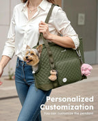 Pecute Dog Purse Carrier, Dog Carrier with Pockets for Small Dogs, Fits Dogs 5 lbs to 9 lbs, Cat and Puppies Tote Bag, Outing, Travel, Vet, Green