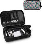 Blue Flowers Electronics Case Portable Electronic Accessories Carry Case Tech Pouch for Cable Cord Charger Phone Earphone Power Bank SD Card Travel Use