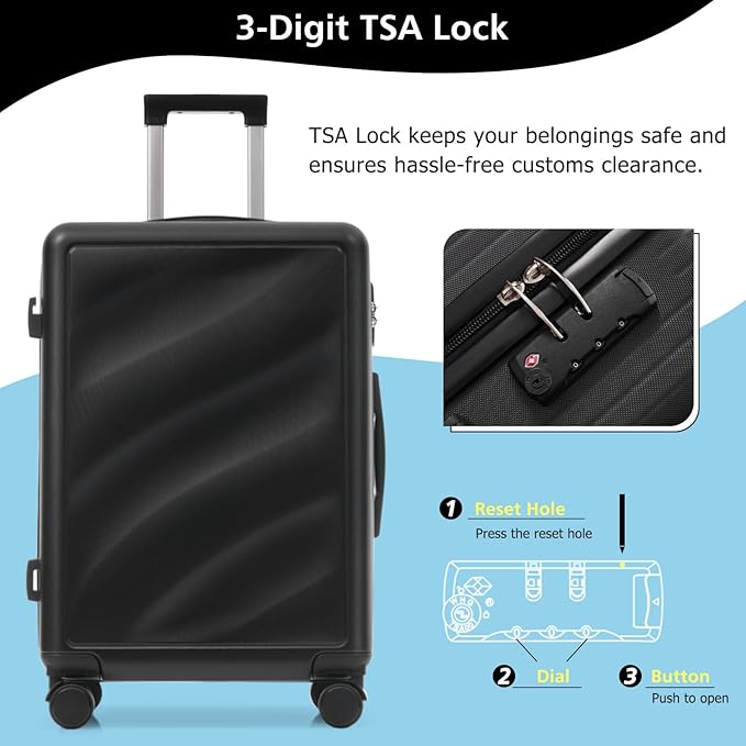 Luggage Sets 3 Piece with Double Spinner Wheels, Carry on Hardshell ABS Suitcases Set with TSA Lock, Lghtweight Checked Luggage for Different Travelling (Bronze Golden, 20"/24"/28")