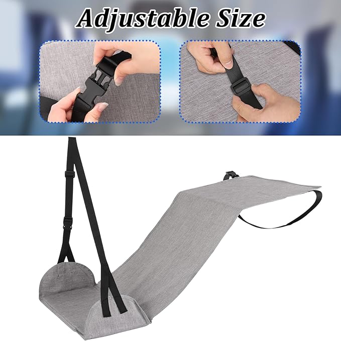 Length Adjustable Airplane Foot Hammock Travel Foot Rest for Airplane Flights Foot Sling for Travel (Grey