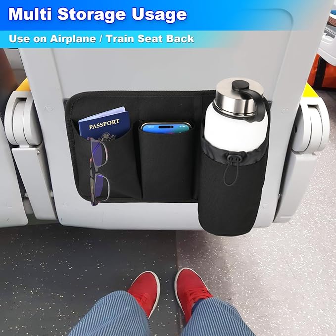 Cosmos Airplane Seat Back Pocket Organizer - Car Seat Pocket Stock Storage Bag & Airline Seat Pocket Hanging Holder Pouch for Holding Water Bottle, Phone, Passport & Flight Travel Essentials