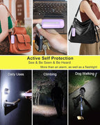 Personal Alarm for Women, Rechargeable with Safety Lights & Low Battery Notice, 130dB Siren with LED Flashlight Strobe Light for Emergency, Dual Light Sources Safety Keychain