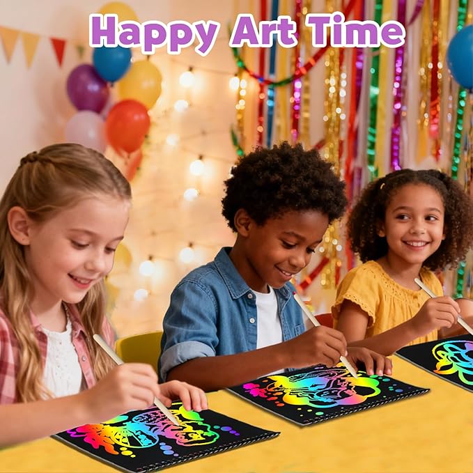 ZMLM Scratch Paper Art-Crafts Gift: 2 Pack Rainbow Notebooks Supplies Toys for 3 4 5 6 7 8 9 10 Years Old Girls and Boys Kids Easter Gifts Christmas Birthday Party Games Mermaid