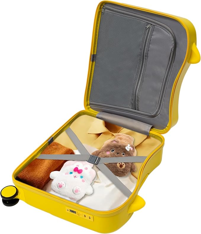 18" Kids Ride-On Suitcase,Children's Carry On Luggage Case,Rolling Luggage With Lock,Travel Trolley Case for Short Trips,School Trips,Outings (Lemon yellow)