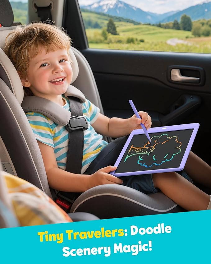 TEKFUN LCD Writing Tablet for Kids, 10-inch Coloring Drawing Pad, Mess Free Doodle Board, Airplane Travel Toys for Boys and Toddlers, Road Trip Essentials, Gifts for 3 4 5 6 7 8 Year Old Girls(Purple)