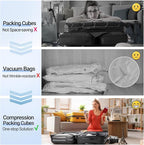 8 Set Compression Packing Cubes for Travel Essentials,Compressible Expandable Packing Cubes for Suitcase,OlarHike Luggage Organizer Bags for Travel,Handy Helper for Organizing Clothes(Black)