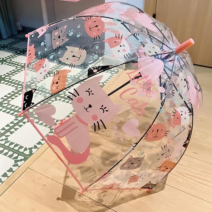 MRTLLOA Kids Clear Bubble Umbrella with an Easy Grip Curved Handle, Safety Transparent Dome Bubble Umbrella for Toddler Boys Girls