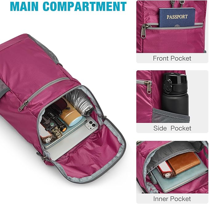 G4Free Lightweight Packable Hiking Backpack for Men Women Small Hiking Daypacks Foldable Shoulder Pack Casual Outdoor Bag 11L