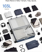 LUGGEX Checked Suitcase with Spinner Wheels, 8010S Aluminum Frame Zipperless Polycarbonate Hard Shell Suitcase (ZX-Core, Silver, 28 Inch)