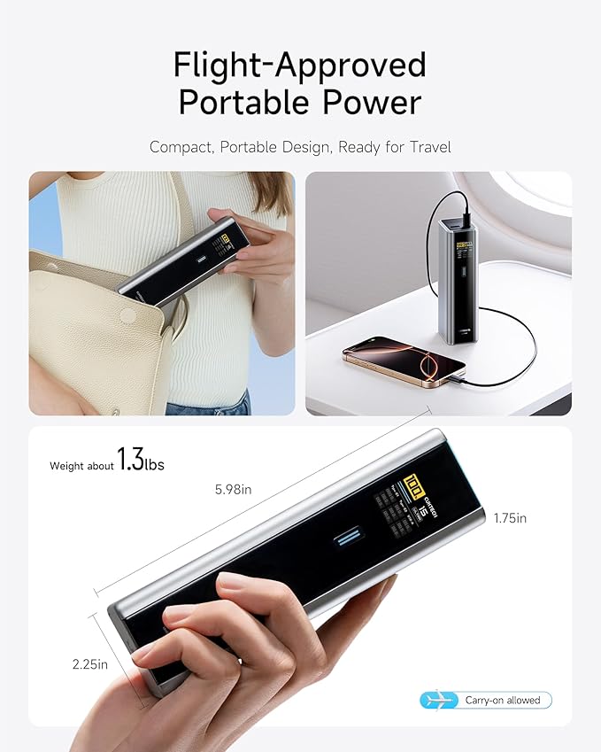 CUKTECH 15 Ultra Power Bank for Laptop, 20,000mAh 140W Portable Charger, Smart Display, External Battery for Outdoor Work and Travel, for iPhone 16/15, MacBook, Samsung, and More (Flight-Approved)