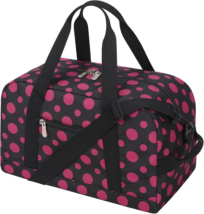 Apenze Small Gym Bag 14 inch lightweight Carry On Mini Duffel Bag for Travel Sport - Polka Dot Pink