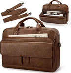 RAINSMORE Mens Laptop Bag PU Leather Messenger Bag 15.6 Inch Briefcase Vintage Computer Satchel Bag for Work Business