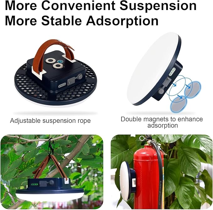 IODOO 16500mAh 3000LM 3000K 6000K Flashlight Portable LED Camping Lantern Rechargeable Light 60W with Magnet IP65 Waterproof Tent Light Power Failure
