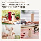 Travel French Press Coffee Maker 12oz Portable French Coffee Cup Double Walled Stainless Steel Vacuum Insulated Coffee Mug and Tea Maker Mini Vacuum Great for Camping and Traveling