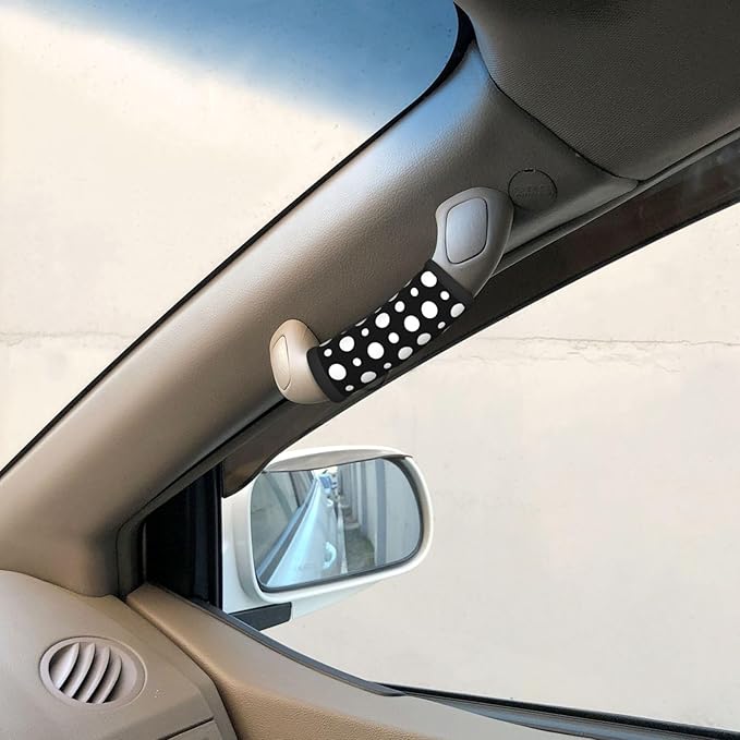 Black and White Polka Dot Print 2 Pack Luggage Handle Wraps for Suitcase Neoprene Travel Bag Handle Cover/Tags/Identifiers/Marker/Grips Travel Accessories for Airplane