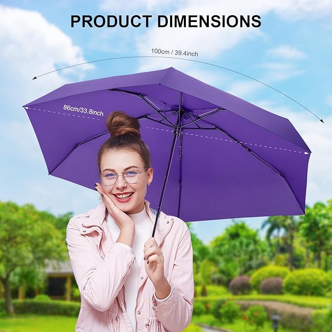 Compact Travel Umbrella with Case - Mini Umbrella for Purse, Small Lightweight &Tiny Design Perfect for Parasol Outdoor Sun&Rain Umbrellas