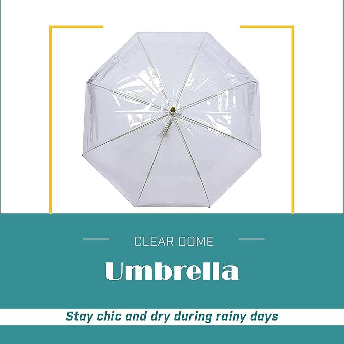 Capelli New York Adult Umbrella, Clear Umbrella for Rainy Days, Travel Essentials, Must-Have College Dorm Essentials