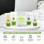 Travel Size Hotel Toiletry Set 300 Count 1 oz Bottles Guest Amenities for Vacation Rentals and Short Term Rentals Paraben Free Green Tea Lemongrass Scent Infused with Aloe and Olive Oil |Desert Breeze