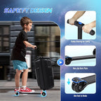 smilesun Scooter Suitcase for Kids & Adults, Foldable Carry On Travel Luggage, Hardside Ride on Scooter Suitcase with Spinner Wheels, Black