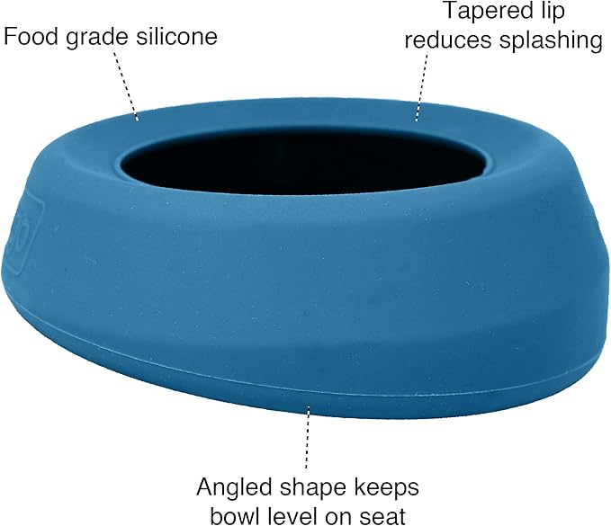 Kurgo Splash Free Wander Water Bowl, No Spill Dog Travel Bowl, Portable No Mess Bowl for Dogs, Splash Less Car Bowl for Pets, Car Accessories, 24 Ounces (Coastal Blue)