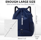Drawstring Gym Backpack, Sports Bag with Adjustable Shoulder Straps, Cinch Sack for Fitness, Swimming, Travel (Navy)
