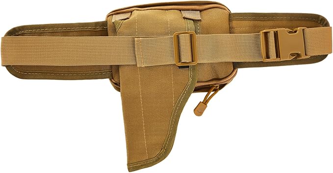 Concealed Carry Fanny Pack for Men and Women CCW Drop Down Holster Waist Bag Tactical EDC Pistol Pouch for Running and Hiking, Tan