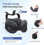 ZIKEE Dual-Layer Memory Foam Neck Pillow for Airplane, Travel Pillow with Seat Straps to Secure Head & Neck, Ergonomic Ear-Friendly Neck Pillow for Traveling with Breathable Vent Holes, Airy Cover